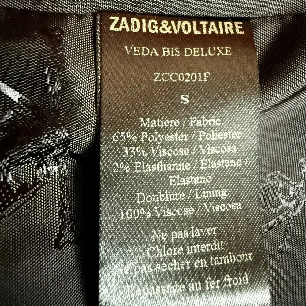 Zadig & Voltaire Veda Bis Deluxe Skull Rhinestone Blazer Size S - Picture 14 of 15